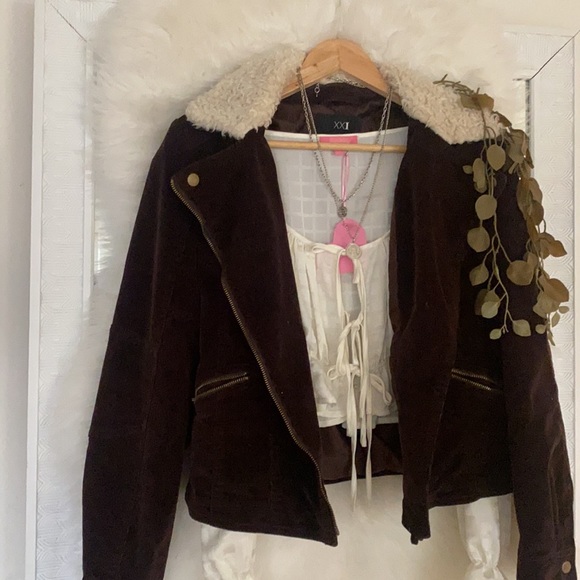 • § Corduroy Brown Shearling Jacket Coat § • - Picture 2 of 6